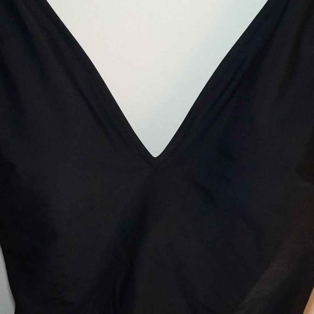 J CREW FACTORY  Black One Piece Swim Suit With Bow Ties On Each Shoulder Size M - Picture 5 of 14